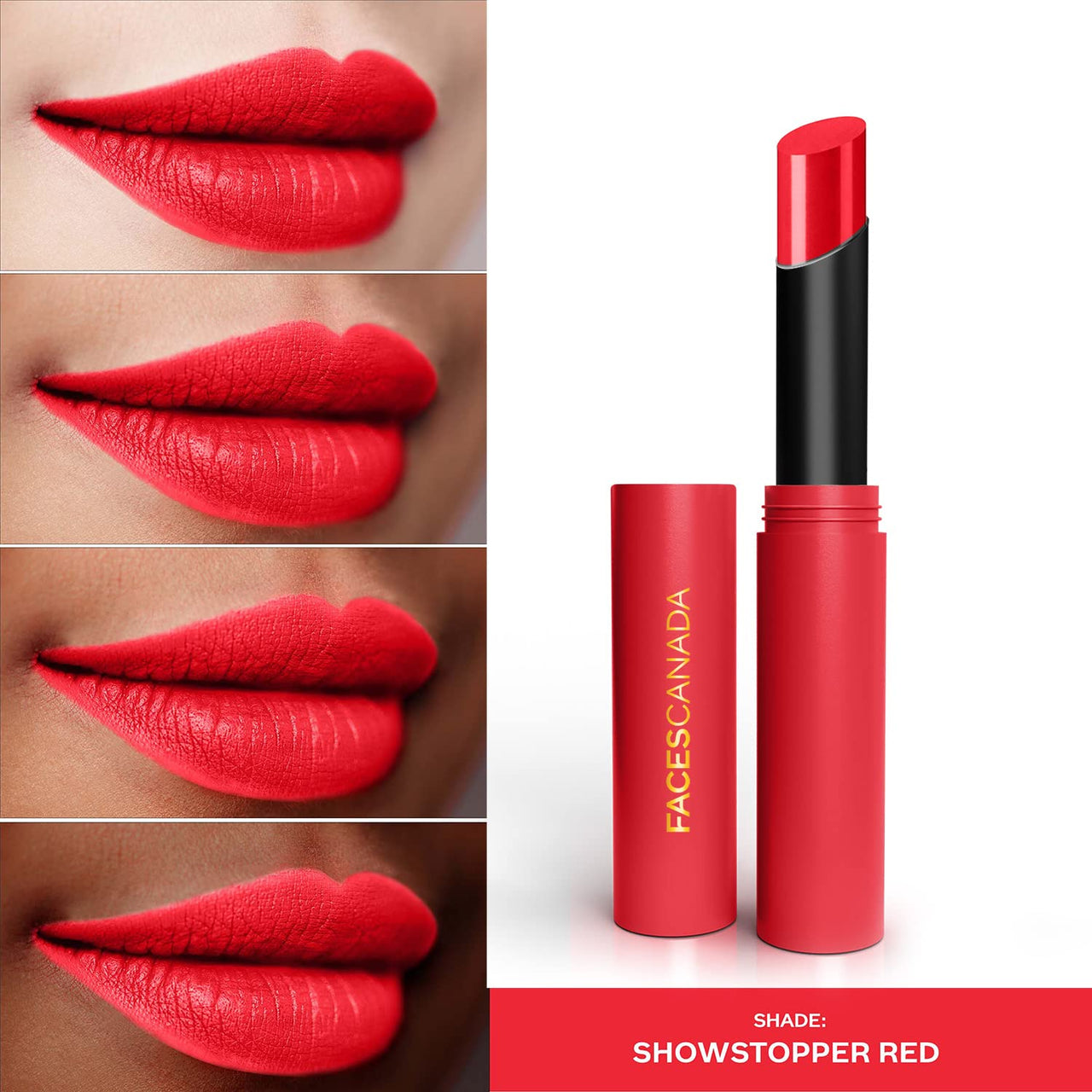 FACESCANADA Long Stay 3-In-1 Matte Lipstick - Showstopper Red 09, 2 Gm