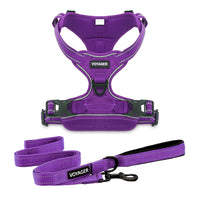 Voyager Dog Harness Dual Leash Attachment No-Pull Control Adjustable Soft but Strong Pet Harness for Medium and Large Dogs with 3M Reflective Technology - Harness Leash Set (Purple Lattice), M M (Chest: 20 - 25