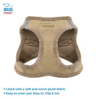 Voyager Step-in Plush Dog Harness – Soft Plush, Step in Vest Harness and Reflective Dog 5 ft Leash Combo with Neoprene Handle for Small and Medium Dogs by Best Pet Supplies -Set (Latte Suede), XS Harness Leash Set (Latte Suede) XS (Chest: 13 - 14.5