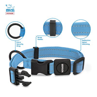 Voyager Reflective Dog Leash Collar Set with Neoprene Handle Supports Small, Medium, and Large Breed Puppies, Cute and Heavy Duty for Walking, Running, and Training - Baby Blue, M Leash Collar Set (Baby Blue) Leash Collar Set (3/4