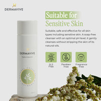 Dermavive Hydra Cleanser - Non-Irritating Facial and Skin Cleanser, | pH Balanced, Softens and Hydrates Sensitive Skin, 250ml