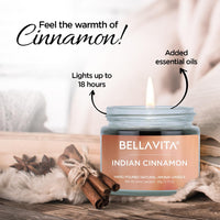 Bella Vita Organic Soy Wax Aroma Candles Set Of 4 Scented Aromatic Fragrance Vanilla, Cinnamon, Lavender & Rose For Gifting Home, 60 Gms Each,Up To 15 Hours Burn Time