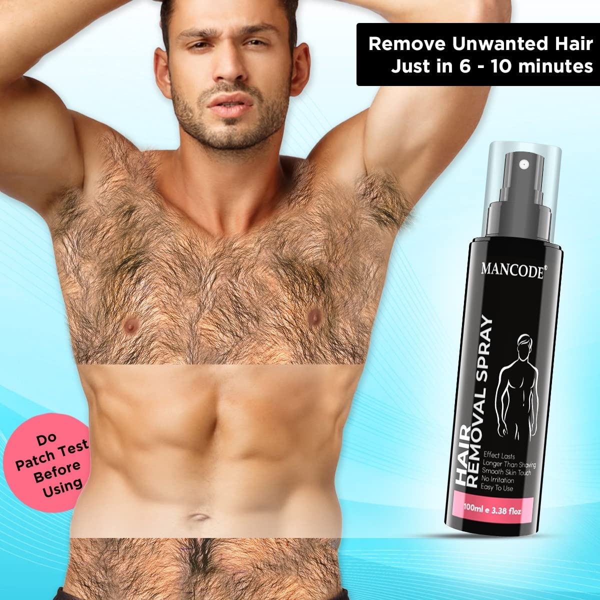 MAN CODE Mancode Hair Removal Spray - 100 Ml For Men | Painless Body Hair Removal Spray For Chest, Back, Legs & Under Arms | Itch & Irritation Free | Hair Removal Wax | Intimate Hygeine From Sweat