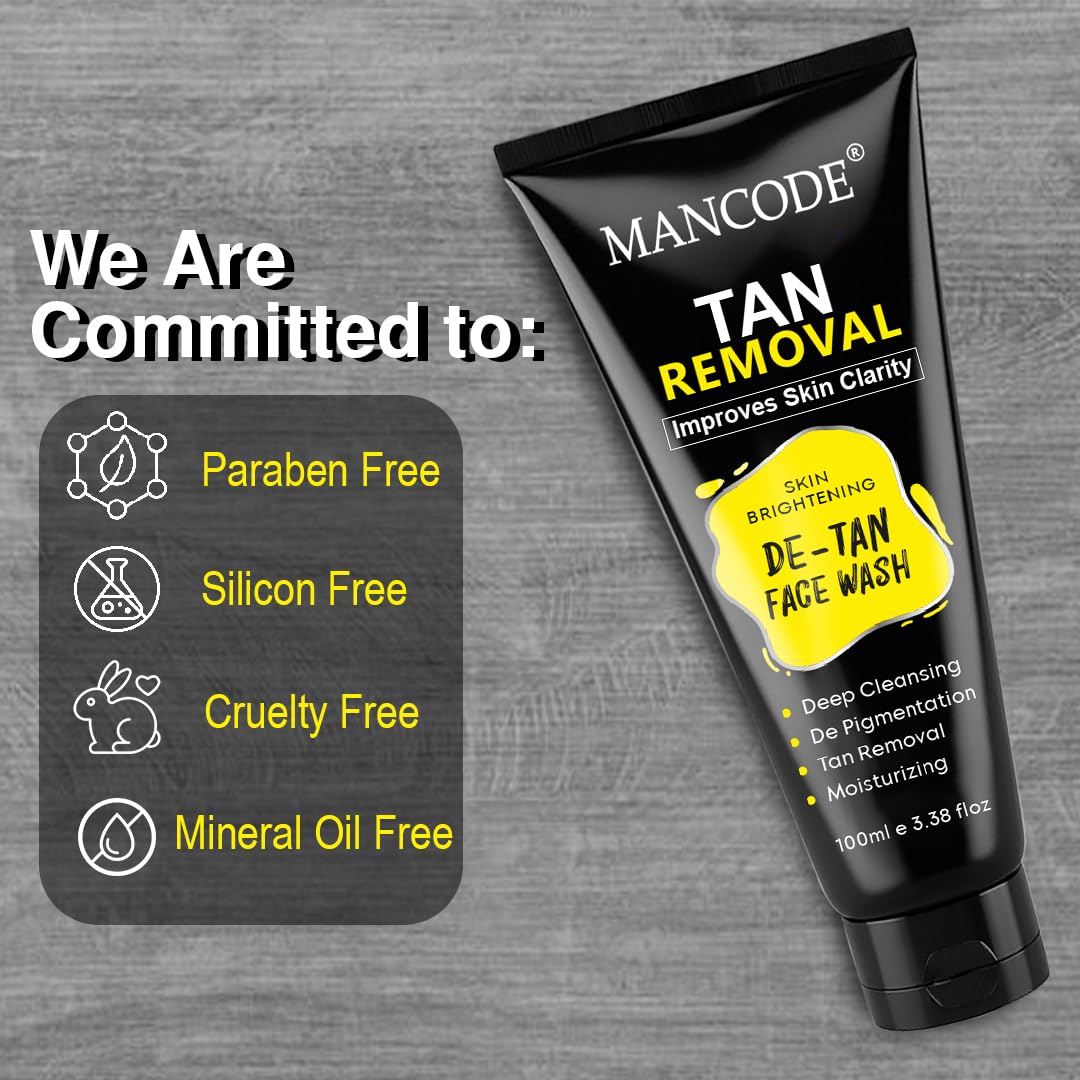 Mancode DeTan Face Wash | Deep Cleansing & Moisturizing | Improves Skin Clarity | DeTan Face Wash for Men & Women | 100ml