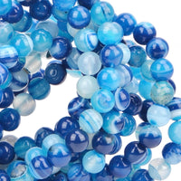 100Pcs Natural Crystal Beads Stone Gemstone Round Loose Energy Healing Beads with Free Crystal Stretch Cord for Jewelry Making (Blue Agate, 6MM) Blue Agate