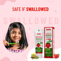 BabyOrgano® Herbal Toothpaste for kids l 100% Ayurvedic l Non Gel Formula l goodness of Babool and Mulethi l Strawberry Flavour l Fluoride & SLS Free l FDCA Approved - 50gm (Pack of 2)