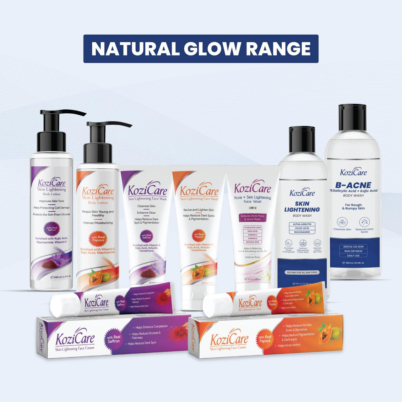Kozicare Soap Skin Lightening Body Wash Gel | Alpha Arbutin, Niacinamide & Kojic Acid Body Wash | Helps Reduces Pigmentation, Dark Spots & Uneven Skin Tone | Body Wash for Men & Women - 300 Ml (Pack of 2)