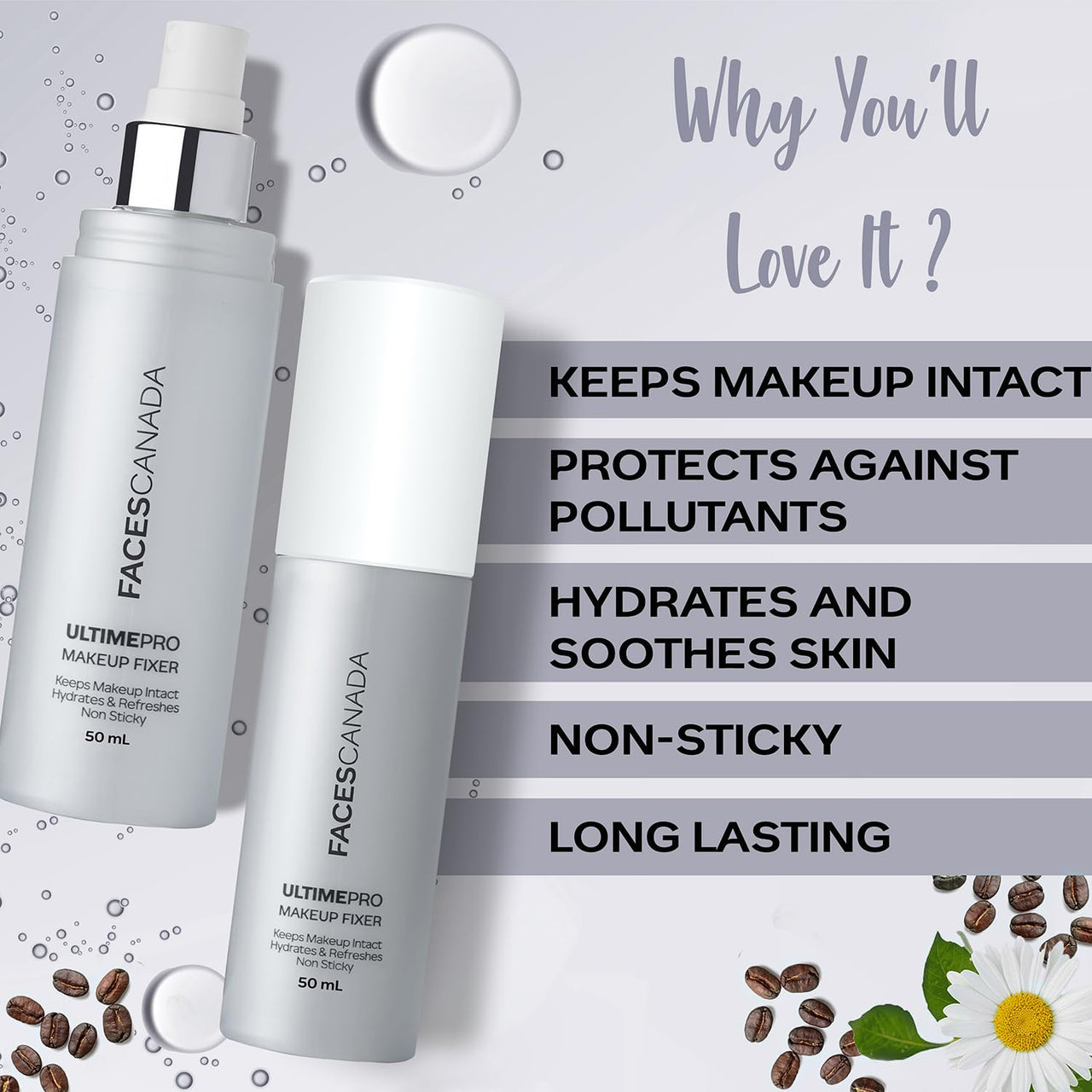 FACES CANADA Matte All Day Combo - Magneteyes Kajal - Black (0.35 gm) + Ultime Pro Makeup Fixer (50 ml) | Long Lasting Makeup Setting Spray | Waterproof & Smudgeproof