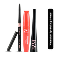 ZM Zayn & Myza Eye Makeup Combo | Waterproof Mascara, 24 hr stay Kajal & Black & Bold Eyeliner | Long lasting Eye Makeup Trio | Smudge Proof & Water Proof Makeup