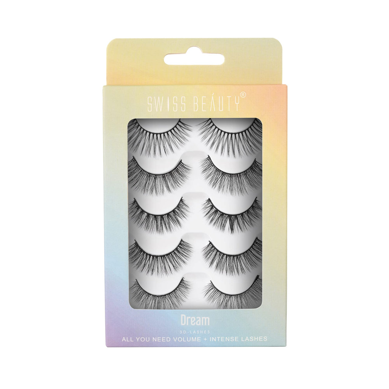 Swiss Beauty Cruelty-Free 3D Eyelashes - Pack of 10 False Eyelashes | Volumising Eye Lashes | Lengthening Eye Lashes | Lightweight Eyelashes | Shade - Black, Set of 5