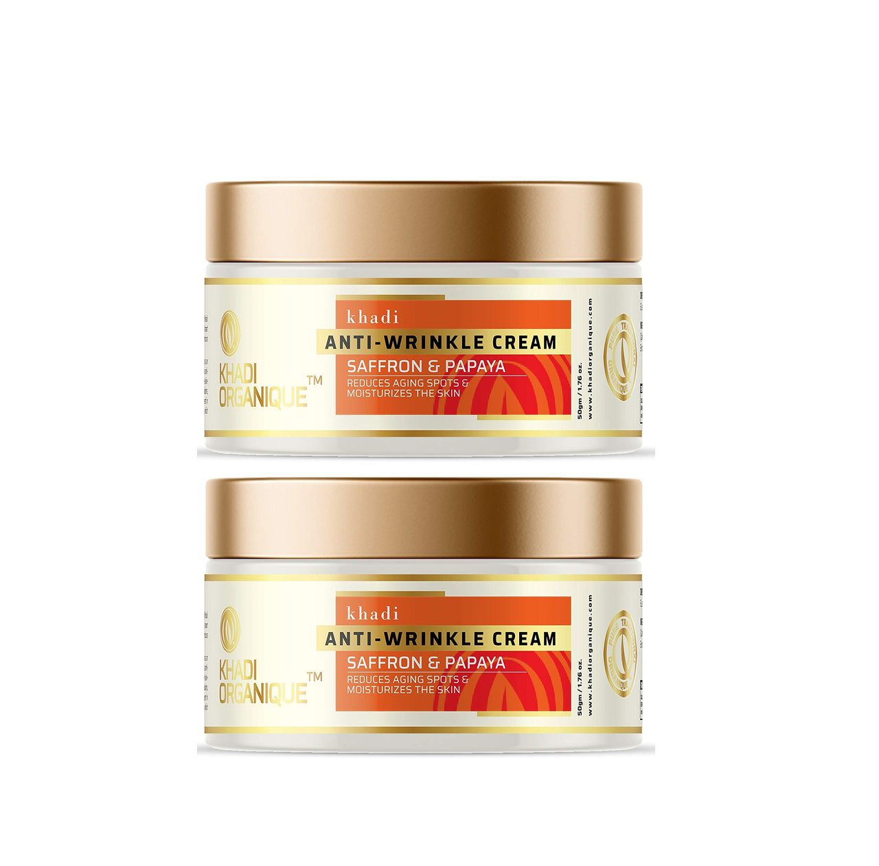 Khadi Organique Anti Wrinkles Cream For Women with Saffron and Papaya - Pack of 2