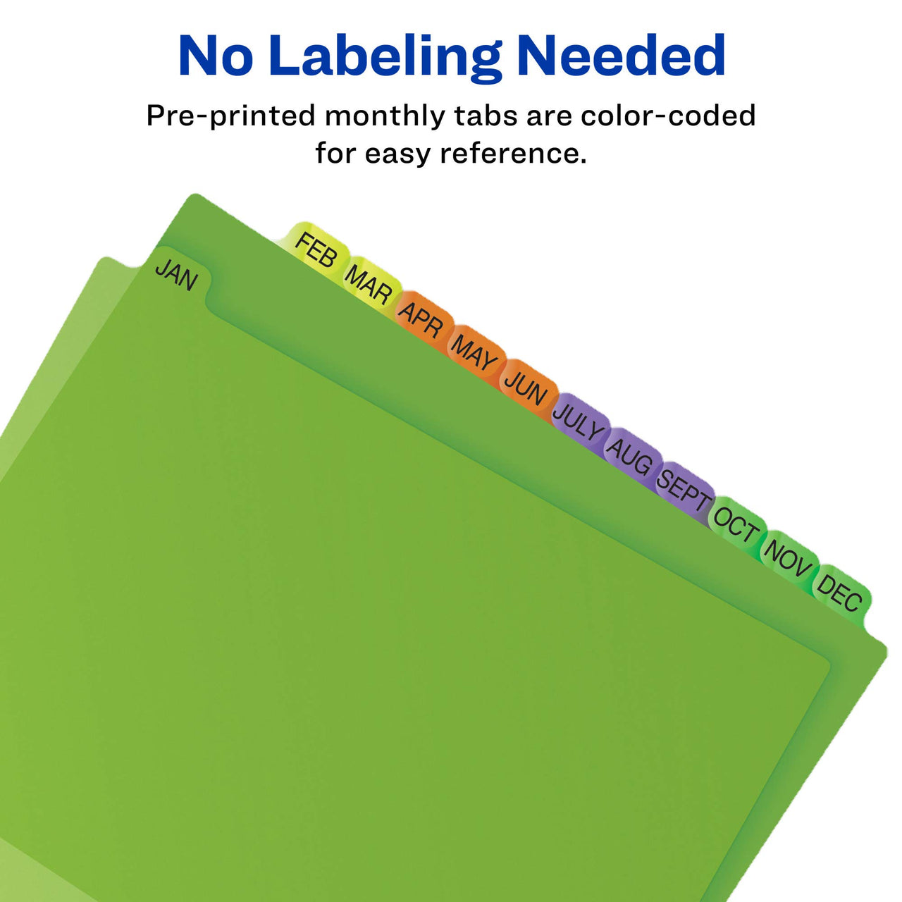 Avery Pre-Printed Jan-Dec Plastic Dividers for 3 Ring Binders, 12-Tab Set, Multicolor, 1 Set (11331)