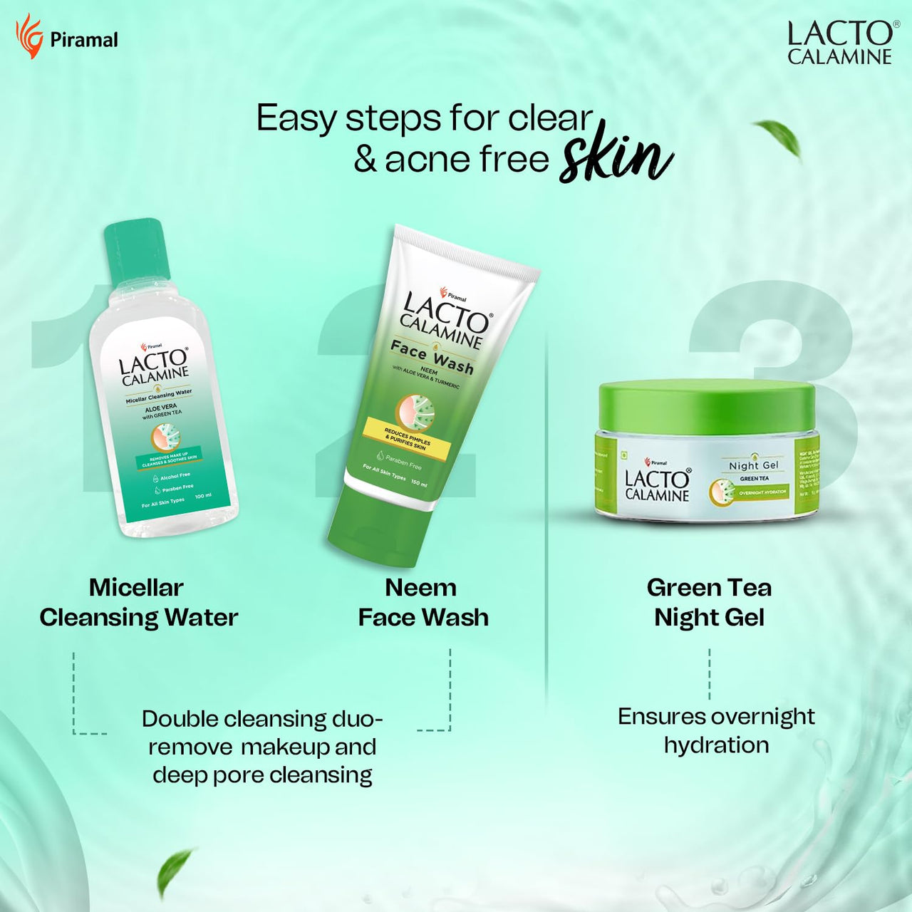 Lacto Calamine Micellar Water Make Up Remover Liquid | 100ml each - Pack of 3 | Aloe Vera, Green Tea & Niacinamide |Cleansing Water For Face That Removes Make-Up, Excess Oil & Impurities |Alcohol Free