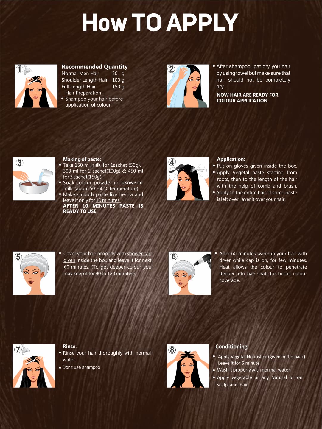 Vegetal Safe Hair Color - Dark Brown 50gm - Certified Organic Chemical and Allergy Free Bio Natural Hair Color with No Ammonia Formula for Men & Women
