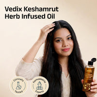 Vedix Keshamrut Herbs Infused Hair Oil for Men & Women I Control Hair Fall & Boost Hair Growth I 16+ Whole Herbs, Leaves & Flowers I No Mineral Oils & Chemicals (200ml)