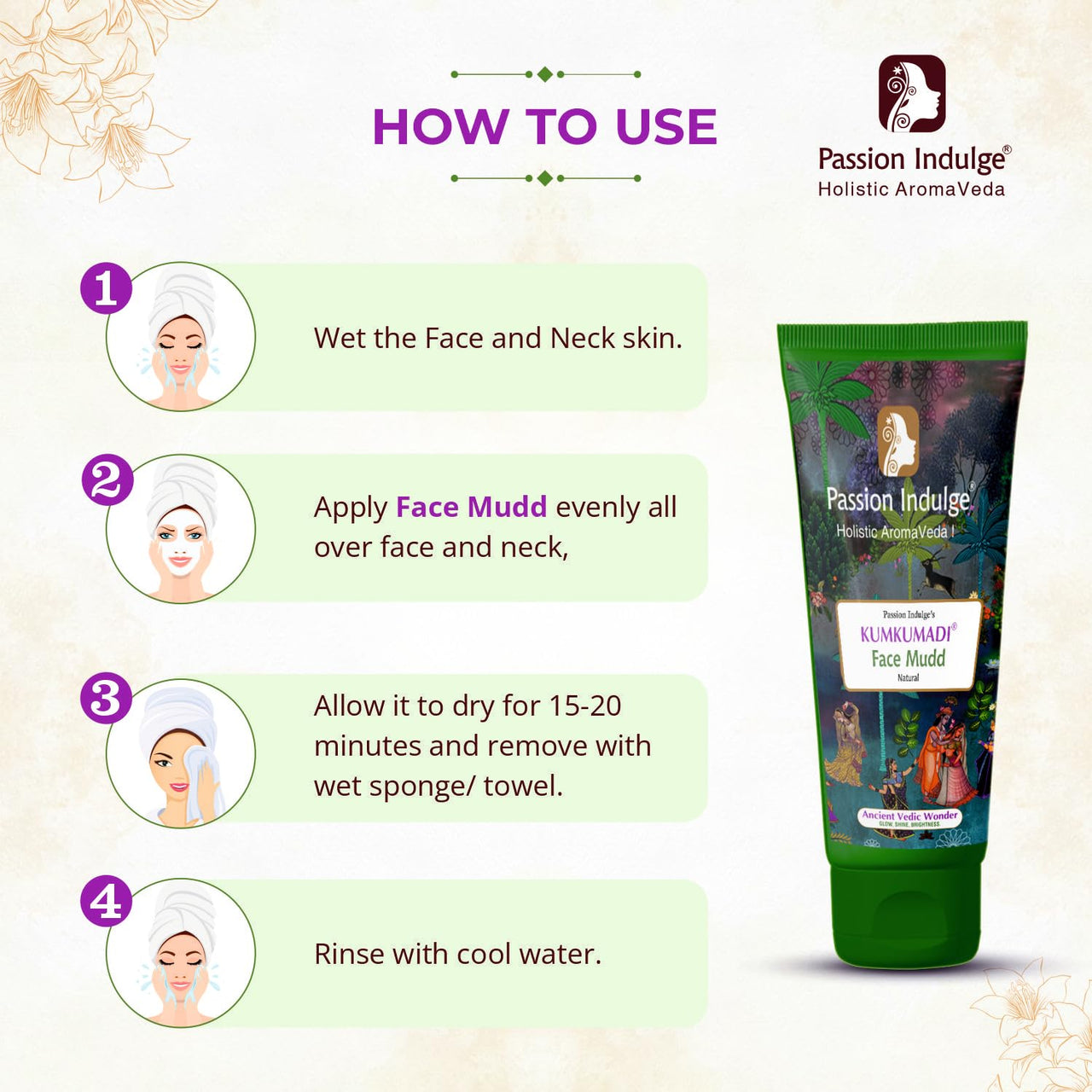 Passion Indulge Kumkumadi Natural Handmade Bath Bar & Kumkumadi Natural Face Mudd Pack For Skin Glow, Shine & Brightness with Saffron, Vetiver Oil and 16 Herbs