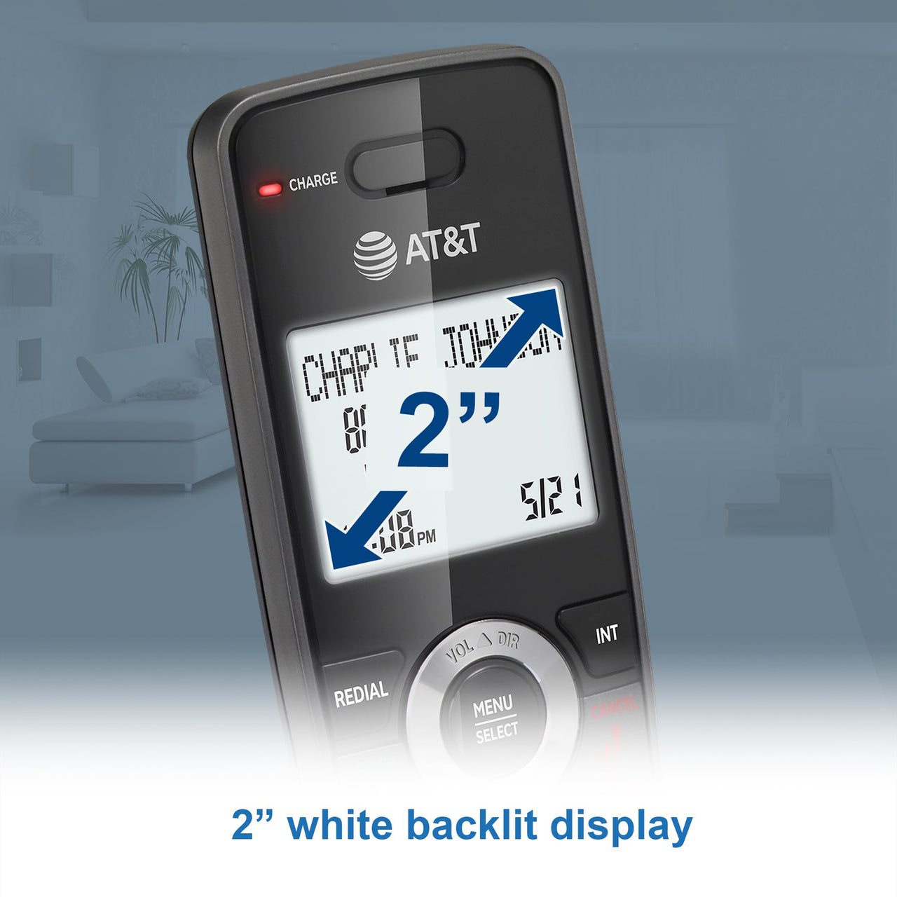 AT&T GL2101 Cordless Phone with Call Block, Caller ID, Full-Duplex Handset Speakerphone, 2" White Backlit Display, Lighted Keypad