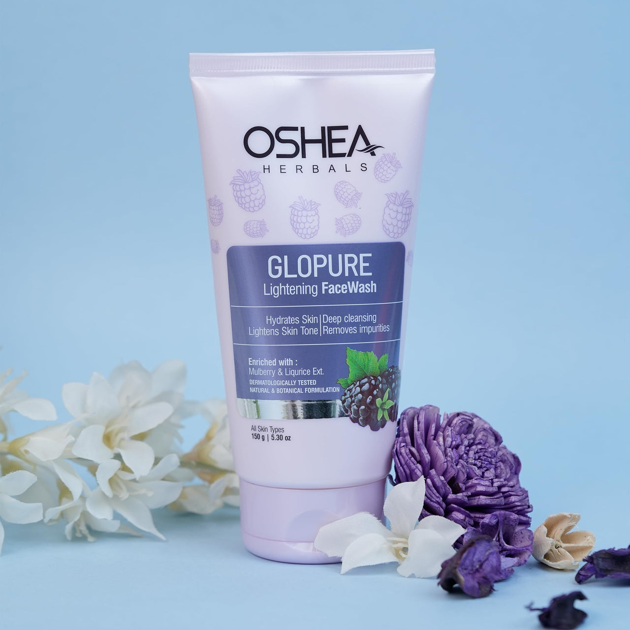 Oshea Herbals Glopure Brigtening Gel Facewash For All Skin Types | Brightens & Deep Cleaning with Mulberry & Liqurice Extracts - 150gm