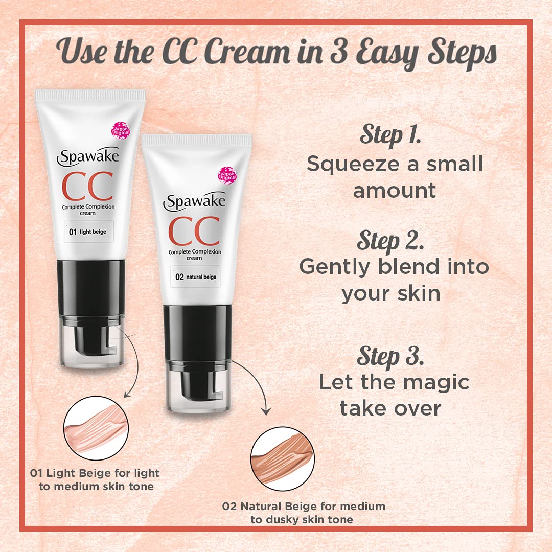 Spawake Cc Cream For All Skin Type With Spf 32/Pa++ (02 Natural Beige, 30G, Medium)
