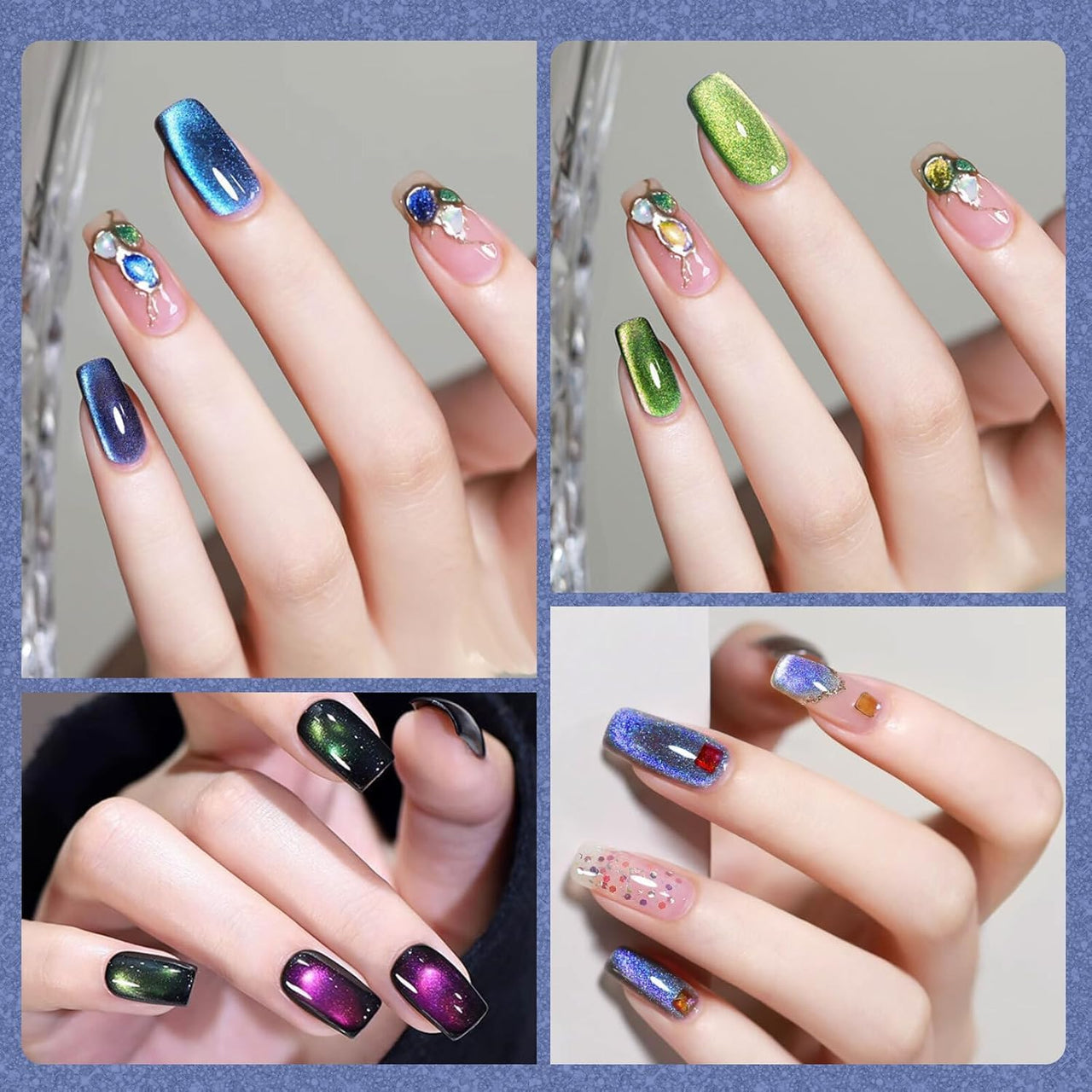 Bolt Bee 9D Cat Eye Gel Nail Polish Magnetic Soak Off UV/LED Gel, Long-Lasting, High Shine, Glitter Effect, Salon & DIY Manicure 9ml (Purple)