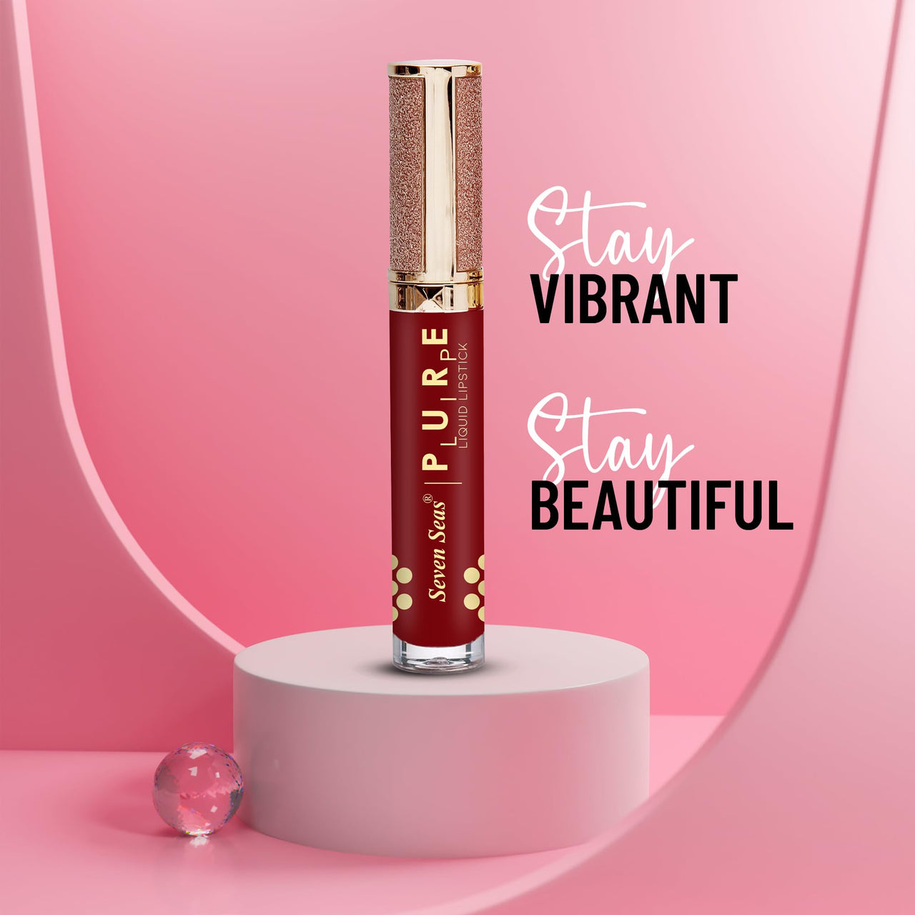 Seven Seas Pure Liquid Lipstick, Matte Finish, Purple (Matte Red, 7ml)