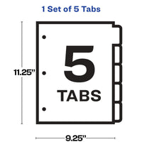 Avery 5-Tab Sheet Protector Dividers, Easy Print & Apply Clear Labels, Index Maker, White Tabs, 1 Set (75500)