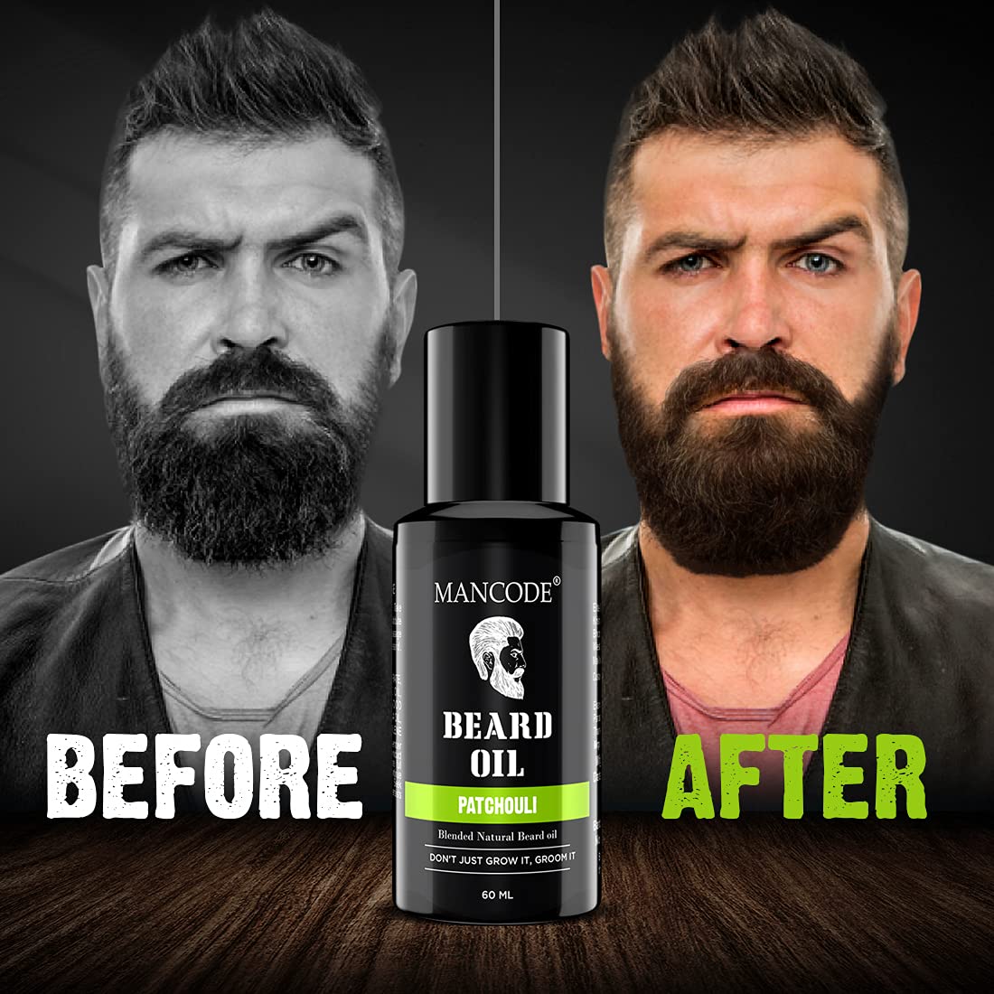 Mancode Beard Growth Oil for Men - 60ml More Beard Growth, With Patchouli Natural Oils including Vitamin E, Nourishment & Strengthening, No Harmful Chemicals