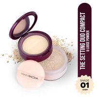 Hilary Rhoda The Setting Duo Compact & Loose Powder | 2-in-1 Compact & Loose Powder | | Matte Finish | Blends Effortlessly | Oil Control Compact | 32g (Ivory | Shade 01)