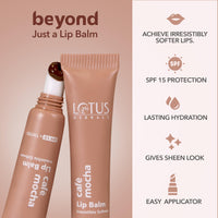 Lotus Herbals Café Mocha Lip Balm with SPF 15 for Dry and Chapped Lips, Moisturises, Softens, and Repairs Skin, Glossy Finish, With Vitamin E, Brown Tint, (Brown,10g)