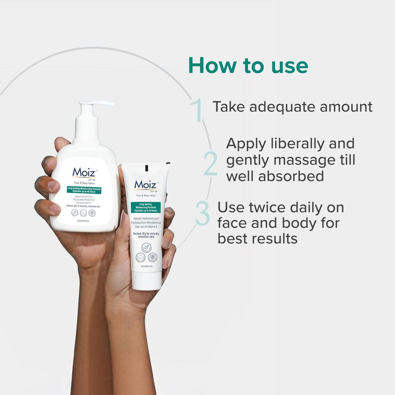 Moiz LMF 48 Lotion | 48 Hour Long-Lasting Moisturizer | Formulated with 17 Moisturizers | Non-Comedogenic | Paraben & Cruelty-Free -200ml