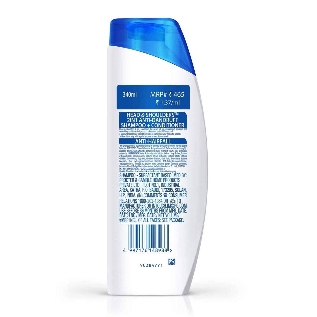 Head & Shoulders 2-in-1 Anti hairfall, Anti Dandruff Shampoo + Conditioner for Women & Men, With Almond Milk (340 ml)