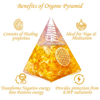Orgone Pyramid | Citrine Orgonite Pyramid for Wisdom, Wealth & Success | Healing Crystal Gemstone Pyramid | Orgone Pyramid Crystal - Handmade In India