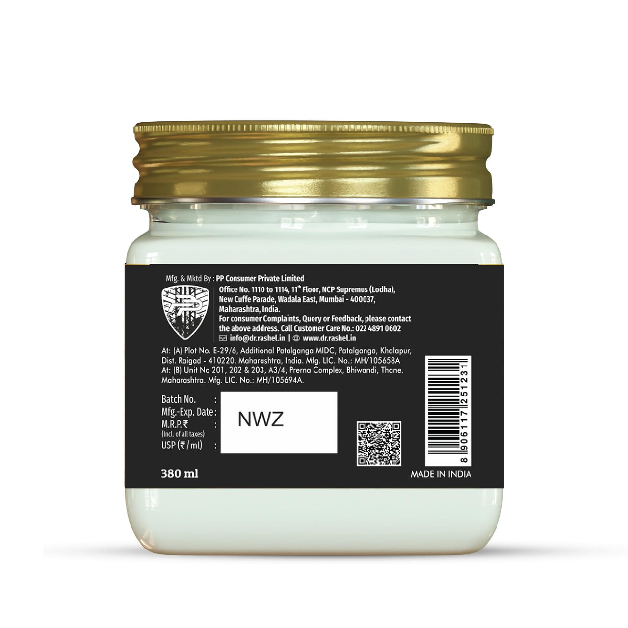 DR.RASHEL Gold Face Pack for Glowing Skin, Oil Control, Acne, Pimples, Detan, Blemishes, Pigmentation & Brightening, Face Cleansing For Face & Body (380 Ml)