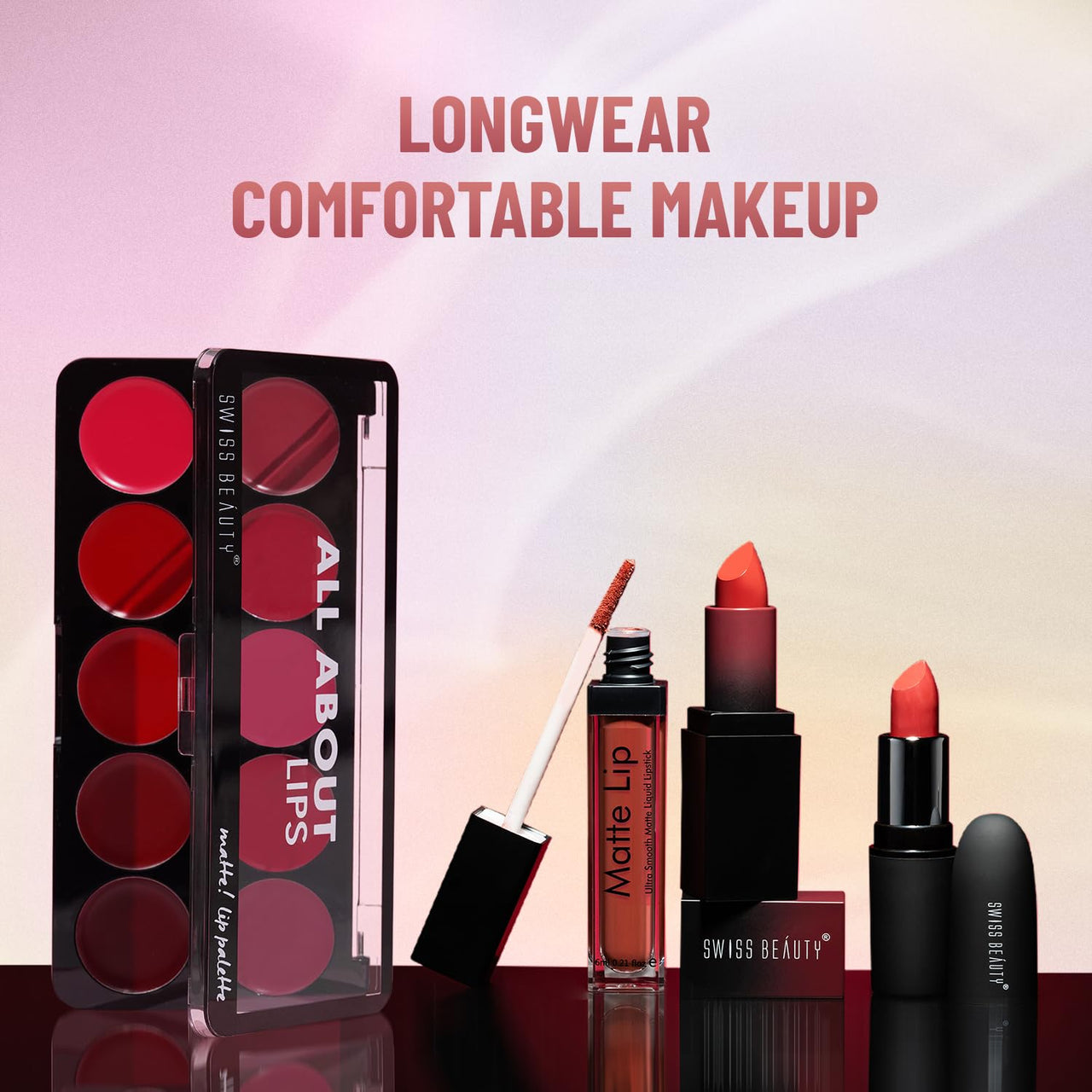 Swiss Beauty All About Lip Palette With 10 Pigmented Colors |Creamy Matte Finish Lip Colors Lipstick |Travel Friendly Lip Palette | Multicolor-03, 12gm