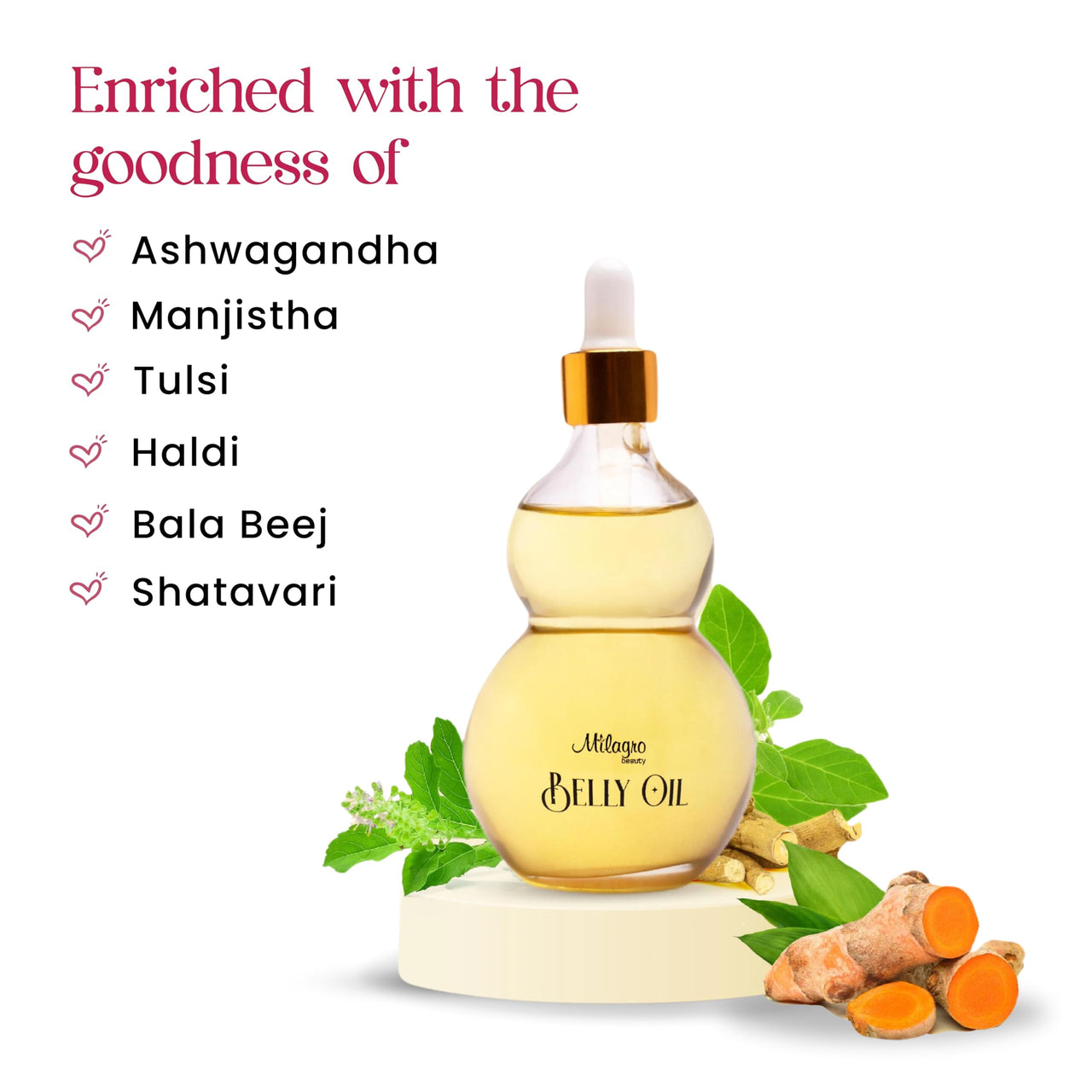 Milagro Beauty Ayurvedic Belly Oil | Stretch Marks Treatment | Scar Removal Oil| Pregnancy And Breastfeeding Safe | Sweet Almond Oil+20 Botanical Ingredients | Fresh And Old Scar Healing | 100Ml