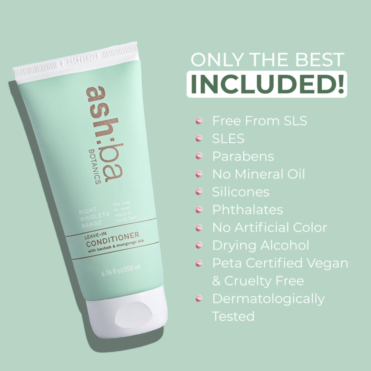 Ashba Botanics Leave-in Conditioner for Frizzy, Wavy & Curly Hair | Hair Cream For Men & Women | Moisturizes, Protects, Nourishes & Adds Shine to Dry & Damaged Hair | Silicone Free(200ml)