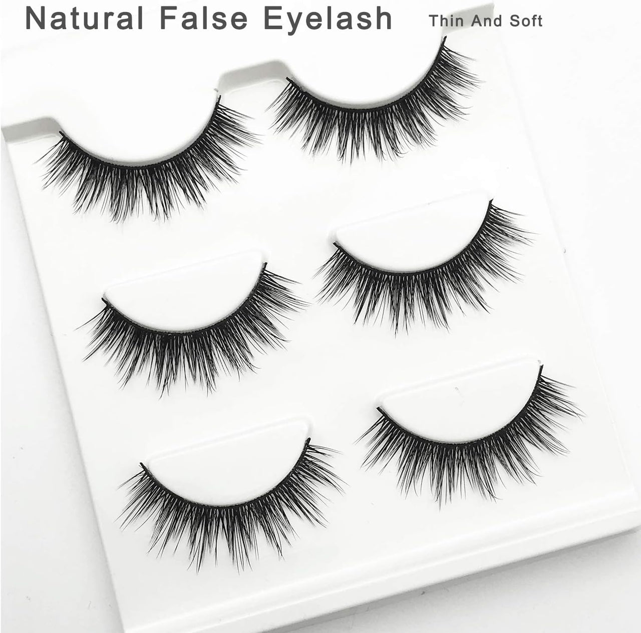 HUDA GIRL Eye Lashes for Women - Black Handmade Natural Thick Long Polyester, 3 Pairs False Eyelashes with Eyelash Glue - Empathetic Reusable Extensions for Womens, Girls - Eyelash with glue Set