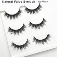 HUDA GIRL Eye Lashes for Women - Black Handmade Natural Thick Long Polyester, 3 Pairs False Eyelashes with Eyelash Glue - Empathetic Reusable Extensions for Womens, Girls - Eyelash with glue Set