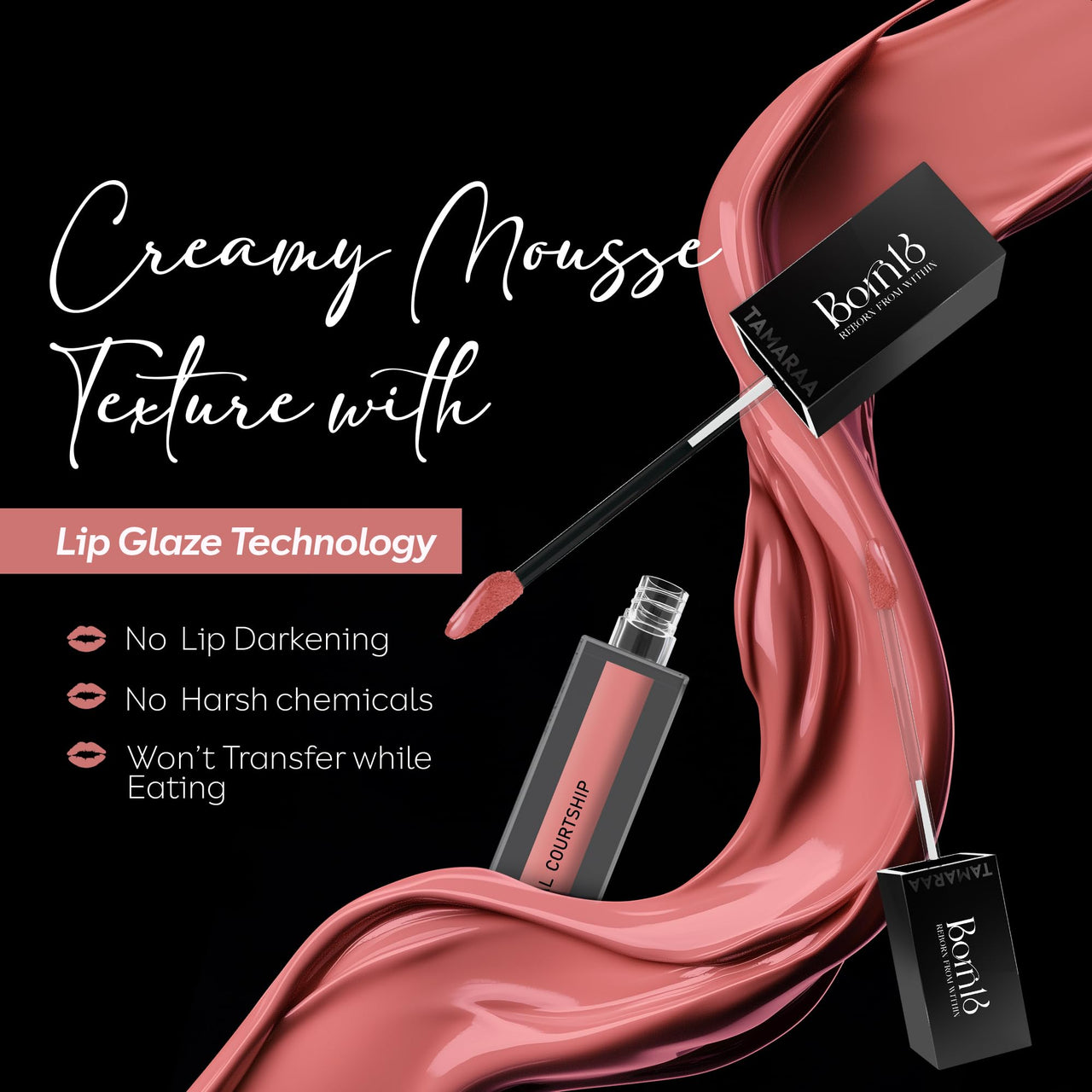 Born16 Tamaraa Liquid Lipstick – Coral Courtship | Hydrated-Matte Finish with SPF | Waterproof, Transfer-Proof, 24-Hour Wear | Vegan & Non-Drying with Shea Butter, 4ml
