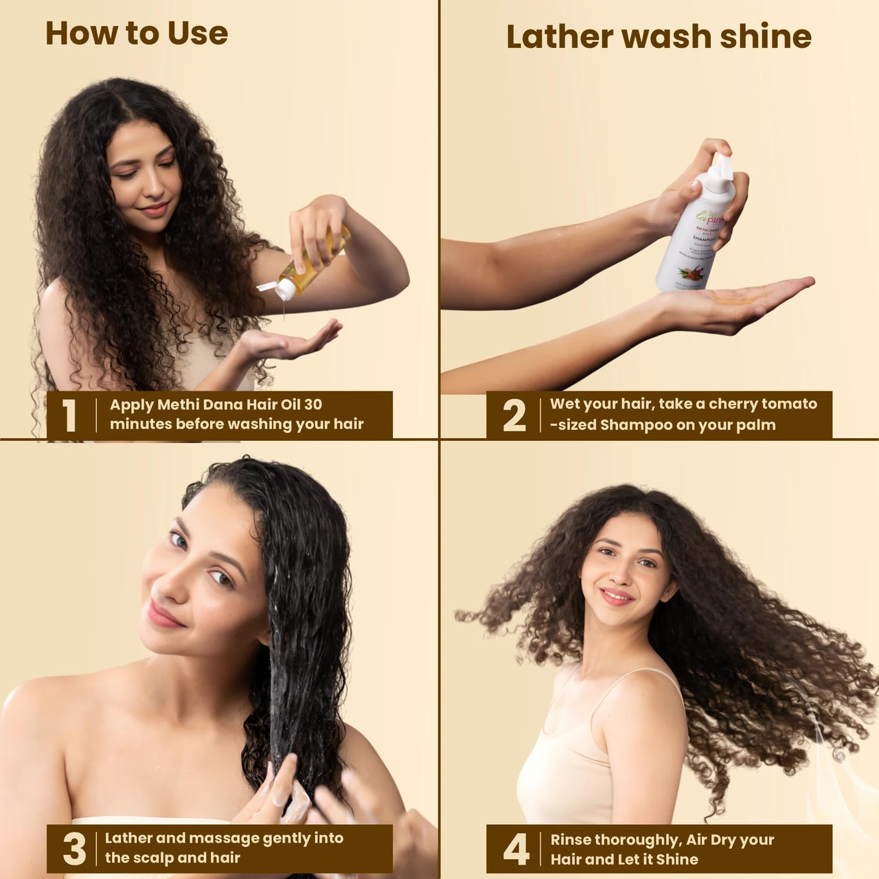 La Pink Methi Dana 8-in-1 Anti Hair Fall Shampoo | Strengthens Roots, Boosts Volume & Reduces Hair Fall | 100% Microplastic-Free | For Men & Women, All Hair Types | 250ml