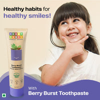 Herby Angel Baby Toothpaste Berry Burst - Herbal Kids Oral Care with Neem, Khadir & Meswak | Promotes Strong Teeth & Healthy Gums | Fluoride Free,Organic & Safe for Toddlers (Pack of 4) (25 GM Each)