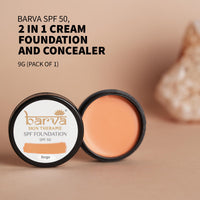 Barva Spf 50, 2 In 1 Cream Full Coverage Semi-Matte Foundation For All Skin Type And Concealer, Perfect For Indian Skin Tones, 9G (Beige)