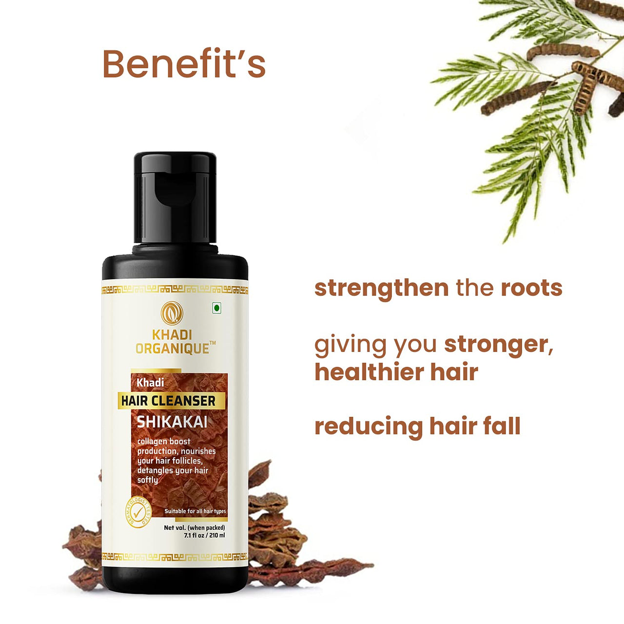 Khadi Organique Shikakai Shampoo/Cleanser Pack Of 2, (420 ML)