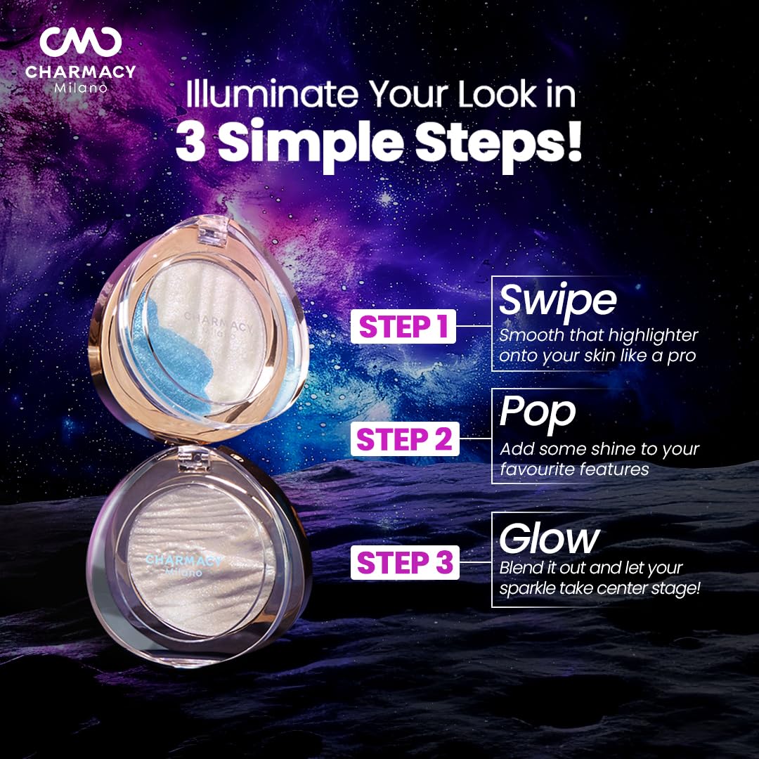Charmacy Milano Star Dust - 601, Multichrome Blush & Highlighter, Seemless Blending Formula, Radiant Look, Compact & Portable (4.2 gms)