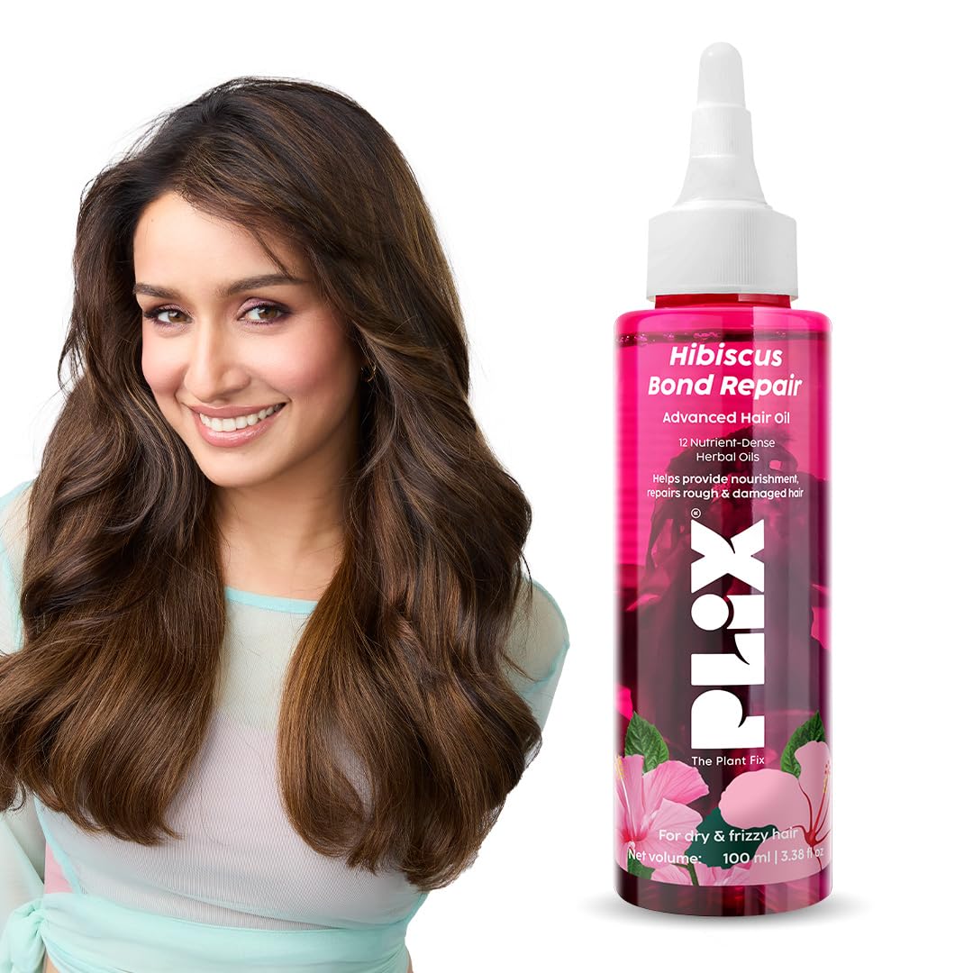 PLIX - THE PLANT FIX Hibiscus Bond Repair Advanced Hair Oil for Damaged Hair - 100ml | Repairs Damaged Hair Due To Heat Styling | Restores Strength & Reduces Breakage