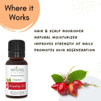 Mystiq Living Rosehip Seed Oil for Skin & Face - 15 ML | Rosehip Face Oil for Gua Sha Massage Fine Lines, Acne Scars,Under Eye, Curly Hair and Anti Pigmentation | 100% Pure & Natural, Cold Pressed