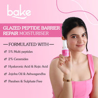 BAKE 5% Multi Peptide & 2% Ceramide Moisturizer with Hyaluronic Acid | Oil Free Barrier Repair Moisturizer | Lightweight & Non Sticky | 50g