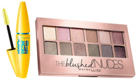 Maybelline New York The Blushed Nudes Palette Eyeshadow Powder, 9G And Volume Express Colossal Masacara, Waterproof, Black, 10 Ml, Shimmery Finish