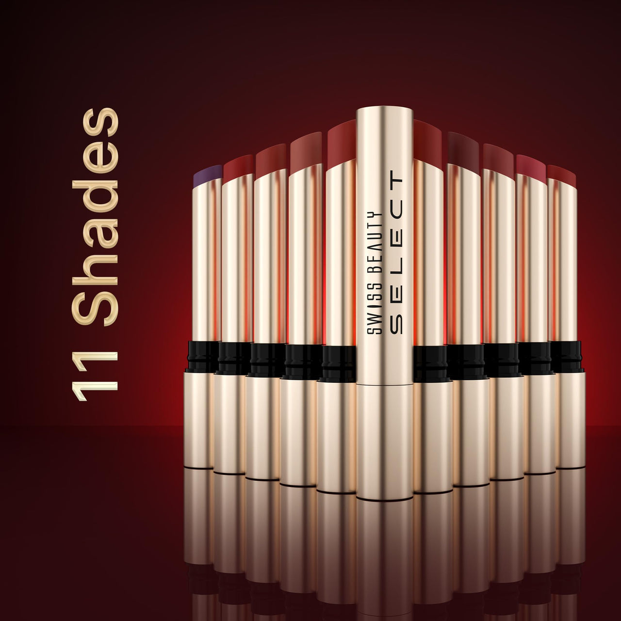 Swiss Beauty Select High On Shine Creamy Lipstick | With Mirror-shine finish | Enriched with Vitamin E | Shade- Red Mandate, 1g |