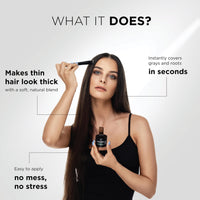 THICK FIBER Root Touch Up Powder, Root Cover for Thin & Bald Head - Water & Sweat Resistant Hair Powder for Thinning Hair Women, Includes Brush (Dark Brown) 4 Grams
